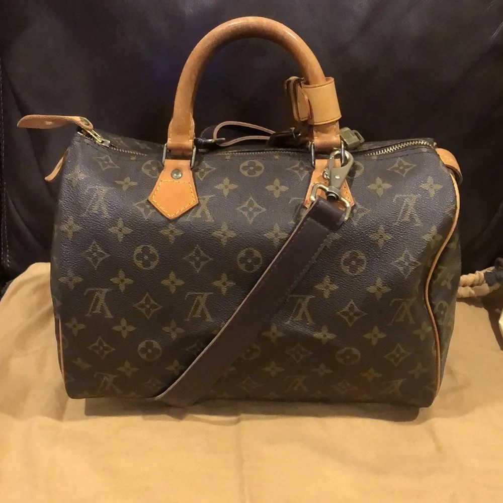 LOUIS VUITTON Speedy 30 LV Monogram Boston Duffle Travel Bag LV30 Dust Bag